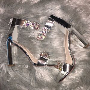 Sliver block heel sandal